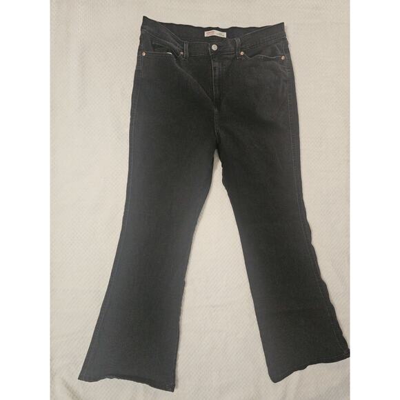 Signature Levi Strauss Jeans Womens 14 W32* Black Heritage High Rise Flare Denim - Picture 1 of 10